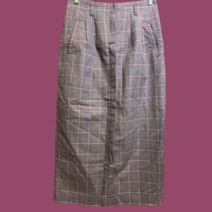 Ruff Hewn Skirt Women 12 Brown Plaid Vintage 90s Cotton Pleated Maxi Skirt USA